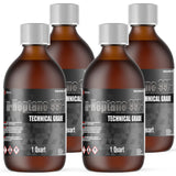 1-quart amber glass bottles of 99% n-Heptane Technical Grade solvent, gray labeling, and white ribbed caps - Alliance