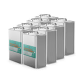 Nine steel pails of Alliance Chemical Perchloroethylene ACS Grade with labels and metal handles.