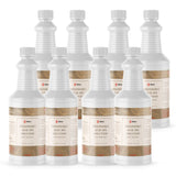 Eight 1-quart plastic bottles of Alliance Chemical Phosphoric Acid 30% with white screw caps and product label.