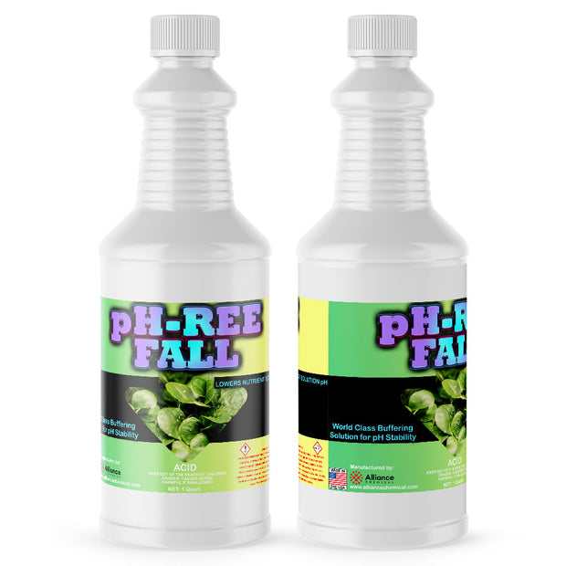 2-quart pH-REE Fall buffering solution in HDPE bottles, phosphoric acid-based pH stabilizer made in USA by Alliance Chemical