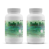 Two 5-lbs plastic bottles of Alliance Chemical Soda Ash with white screw cap and product label.