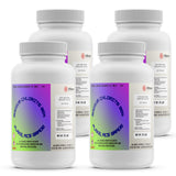 Four Alliance Chemical Sodium Chlorite Flakes 80% ACS Grade bottles with white plastic screw cap and product label.