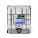 One 275-gallon plastic tote of Alliance Chemical Sodium Hypochlorite 12.5% with a stainless steel cage and a spigot.