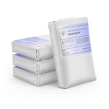 Four 50-lb bags of Alliance Chemical Sodium Metabisulfite Food Grade with labels and sealed white plastic packaging.