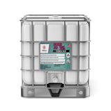 One 330-gallon plastic tote of Alliance Chemical Sulfuric Acid 70% with a metal cage, spigot, and product label.