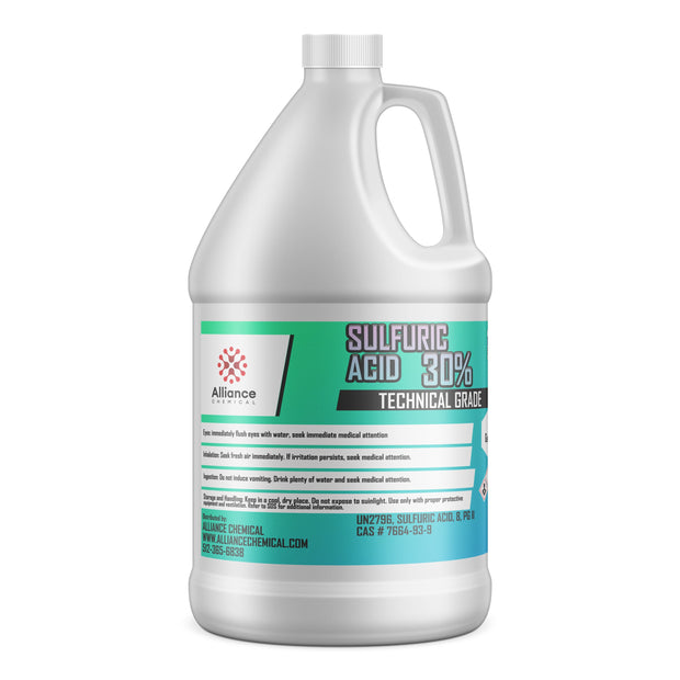 One-gallon HDPE container of technical-grade 30% Sulfuric Acid by Alliance Chemical
