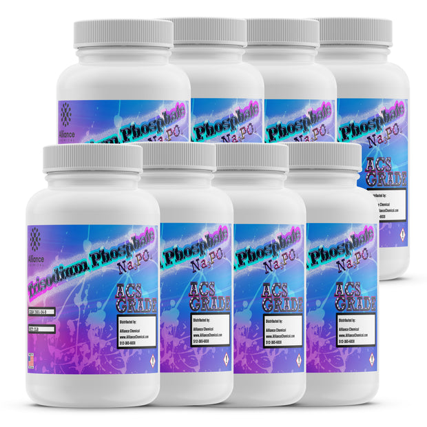 2-lb bottles of Trisodium Phosphate Dodecahydrate (Na3PO4), ACS Reagent Grade, 8-pack in HDPE containers with GHS diamond