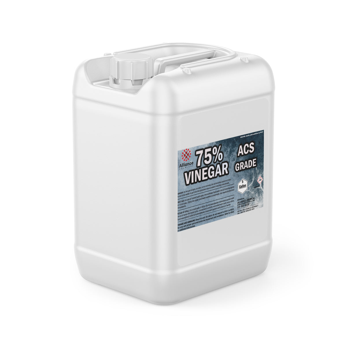 Alliance Chemical 5-gallon HDPE container of 75% ACS-grade vinegar industrial-strength bulk packaging
